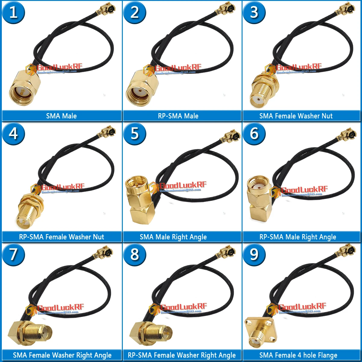 1.13 IPX U.FL IPEX to SMA Female 4 hole Flange RF Coaxial Pigtail Jumper 1.13mm extend Cable low loss