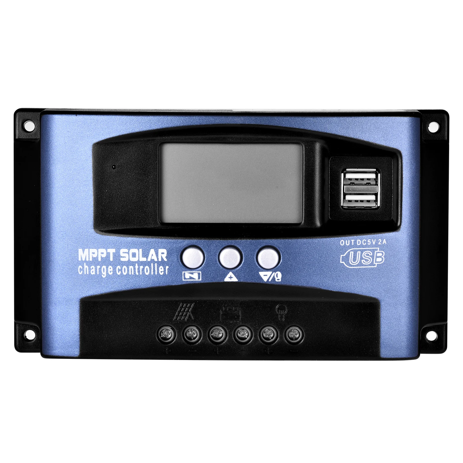 MPPT 12V Solar Charge Controller Lithium Battery Adjustable LCD Display Regulator 30/50/60/80/100/150A Dual USB Controller