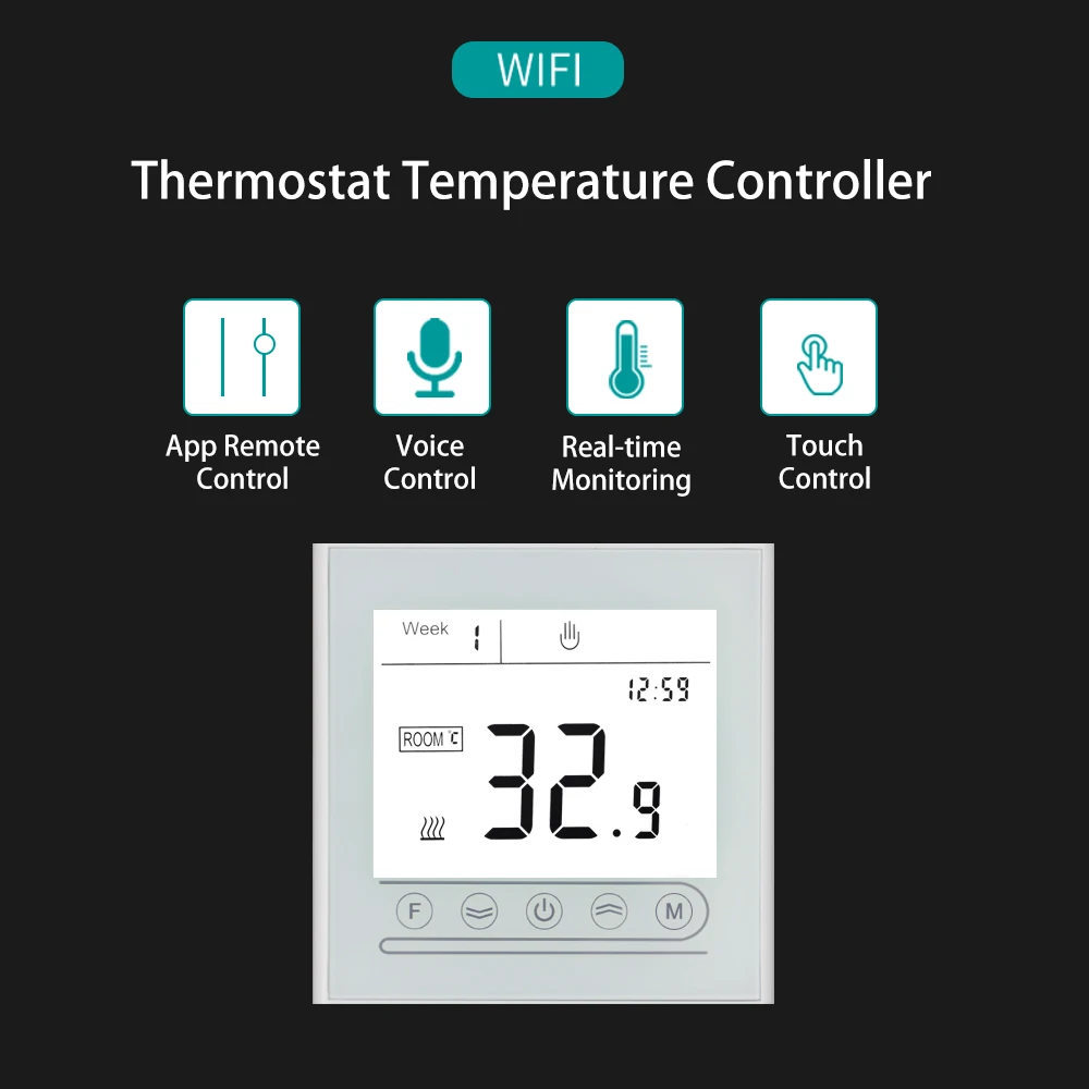 Thermostaat WiFi-temperatuurregelaar Water/elektrische vloerverwarming Gasboiler Tuya Smart Life-app Werkt met Alexa Google Home