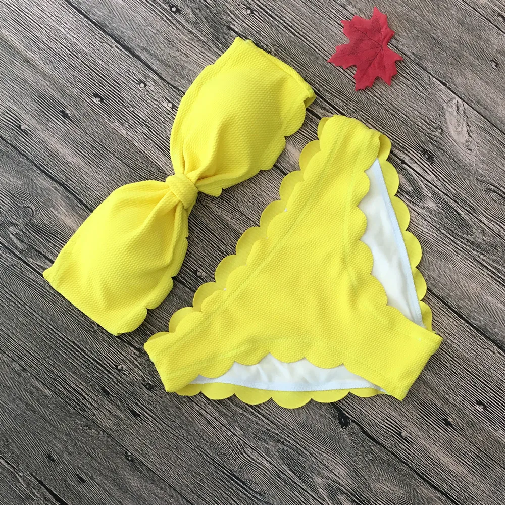 Maillot de bain en dentelle pour femmes, Sexy, jaune, bleu, rose, noir, rouge, Bikini, taille basse, ensemble deux pièces, vêtements de plage, 2021