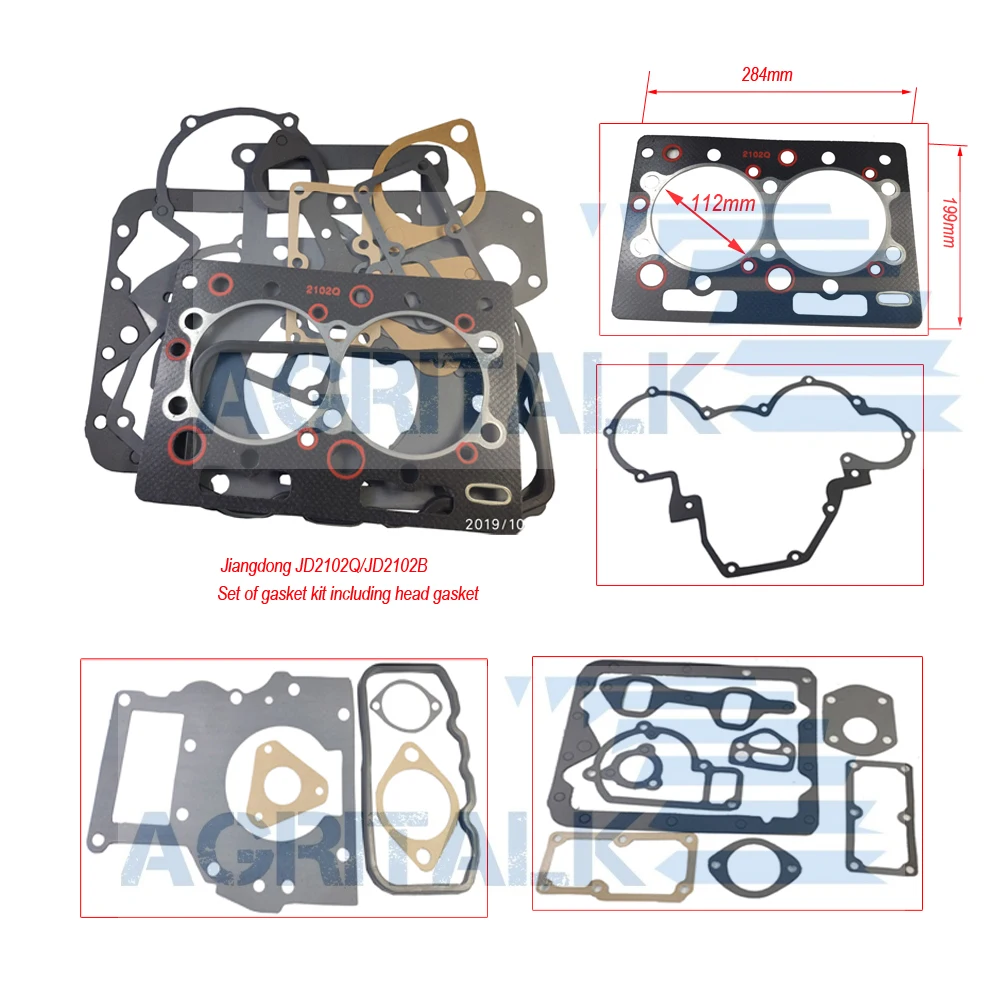 Conjunto de juntas do bloco, incluindo gaxeta da cabeça do cilindro, para jiangdong ty295it/ty2100it/jd2102t/jd2102q,