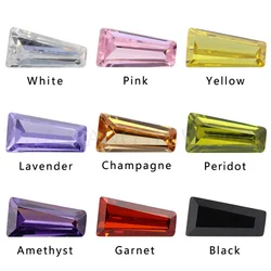 50PCS/LOT Multicolor CZ Stone Ladder Shape Brilliant Cut Synthetic Gems Loose Cubic Zirconia For Jewelry Size 2x1.25x1~8x4x2mm