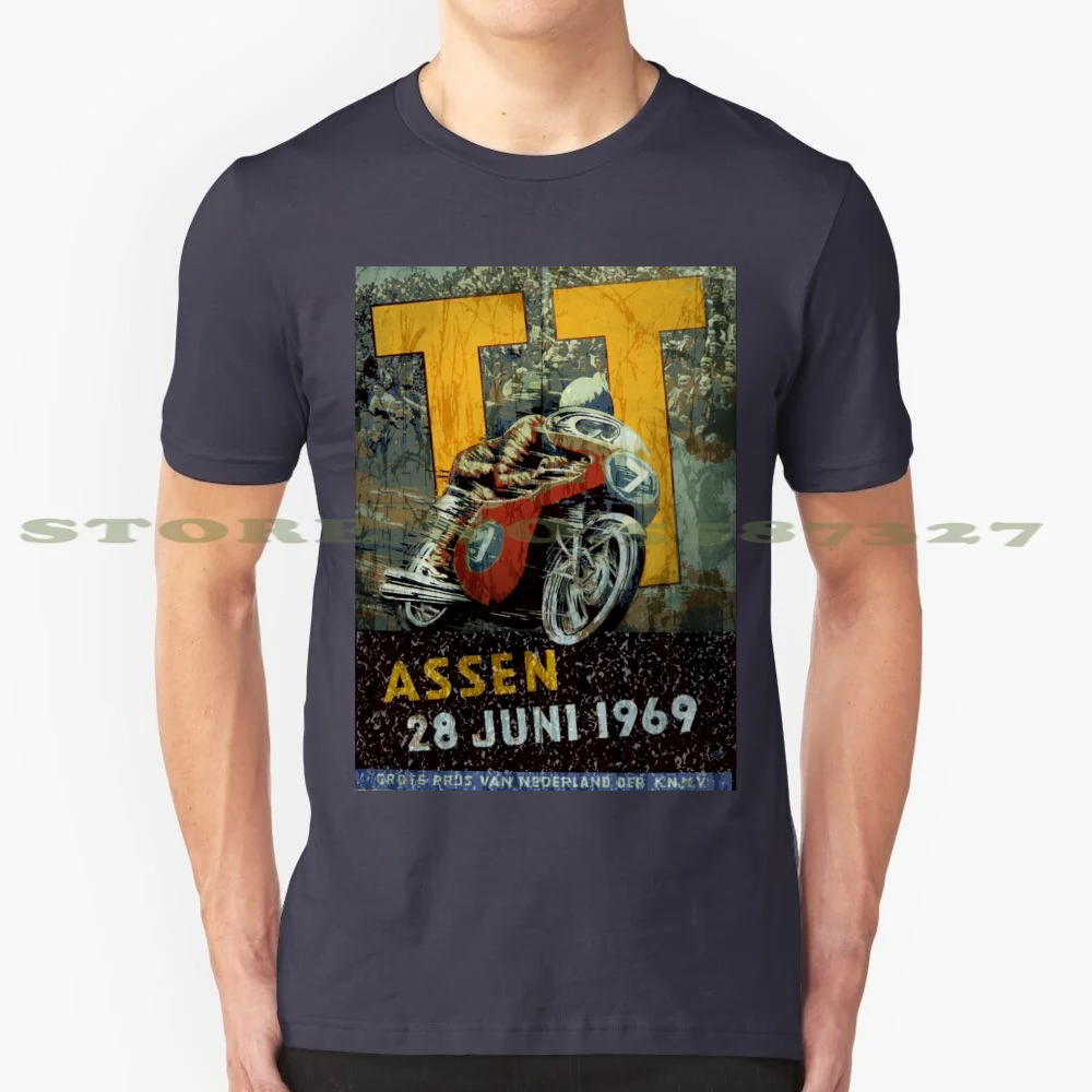 Assen Motorcycle Races 1969 100% Pure Cotton T-Shirt Assen Motorcycle Races 1969 Vintage Bike Ajs Racing Club Special Athers