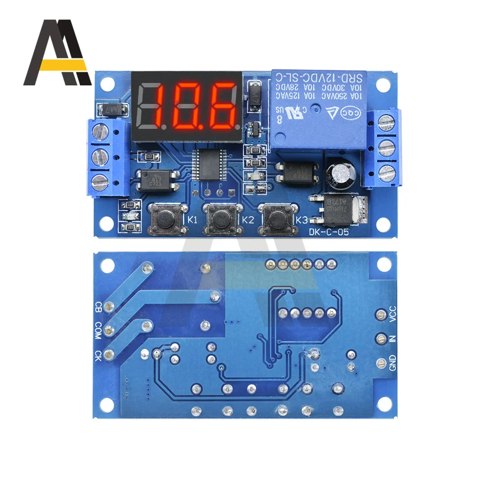 DC 12V Digital Time Delay Relay 3 LED Digits Trigger Cycle Timer Delay Switch Circuit Board Adjustable Timing Control Module