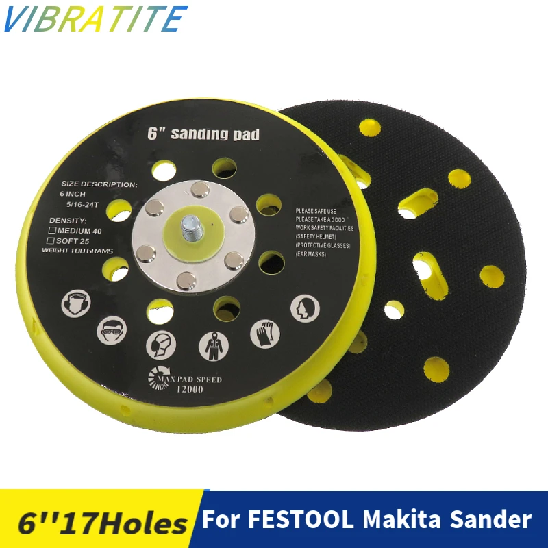 Sanding Pad 6 Inch 17 Holes Sander Backing Plate 150mm Compatible With Festool RO1 ES150 ET2 ES150 ETS 150 For BO6030 & BO6040