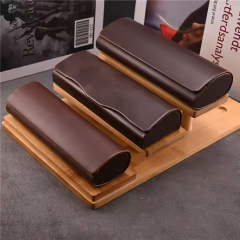 Vazrobe PU Leather Glasses Case Brown spectacles Box Reading Glasses Storage Clean Cloth Free Send