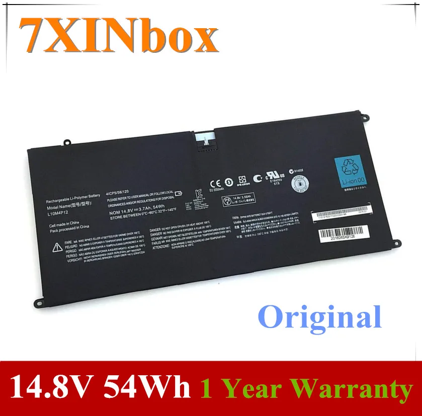 

7XINbox 14.8V 54Wh 3700mAh Original L10M4P12 Laptop Battery For Lenovo IdeaPad Yoga 13 U300 U300s Series 4ICP5/56/120