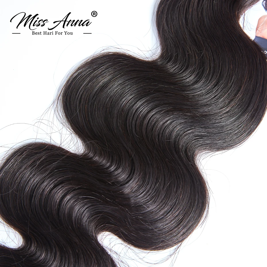 Missanna Brazilian Hair 32 34 36 Inch Body Wave Human Hair Bundles Natural Black Body Wave Bundles Sew-in Hair Weaves Body Wave
