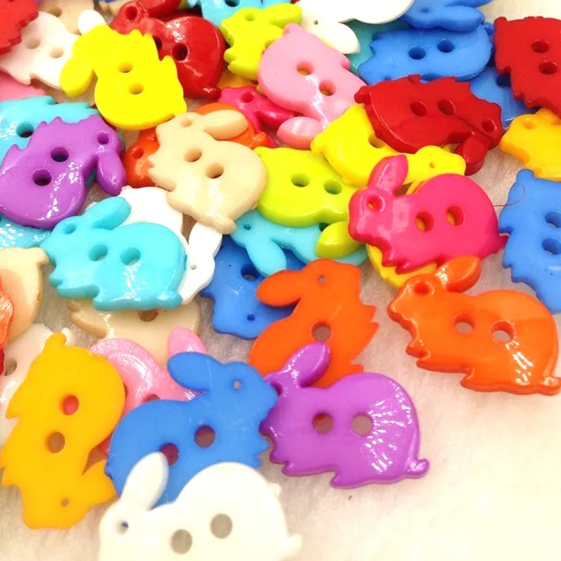 100 pcs Mix Rabbit kid's Plastic Buttons Sewing Craft 2 Holes PH115