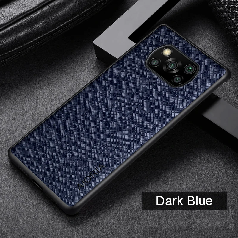 Pokrowiec na Xiaomi POCO X3 Pro funda Cross deseń skórzany pokrowiec Luxury coque for poco x3 nfc Case