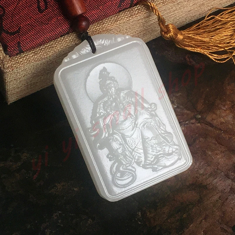 Taoist magic Ware, white jade, crape myrtle, Zhenwu Emperor, Xuantian Emperor pendant, Feng Shui supplies