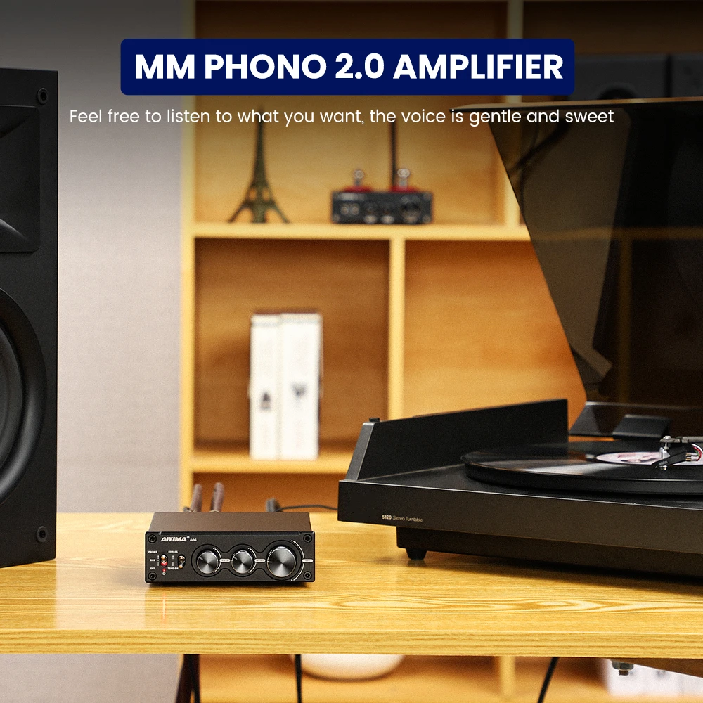AIYIMA-AMPLIFICADOR DE Audio A06 MM/MC Phono, TPA3221, 100Wx2, estéreo, HiFi, para tocadiscos, fonógrafo, preamplificador de graves agudos