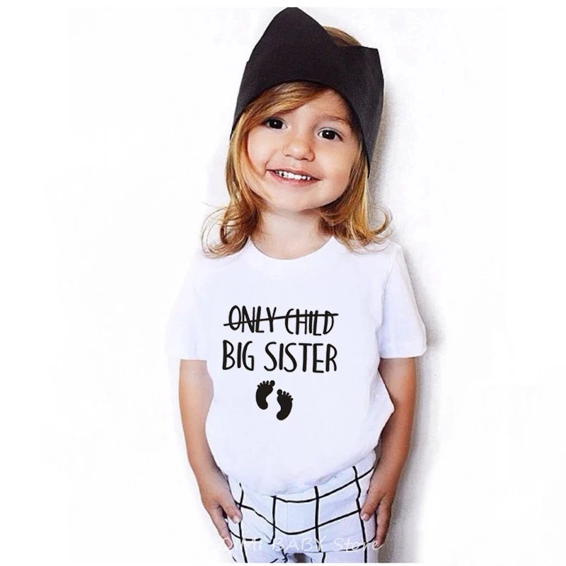 Only Child Big Brother Sister To Be Pregnancy Announcement Tshirt Kids Short Sleeve T-shirt Children Toddler Casual Tees Top