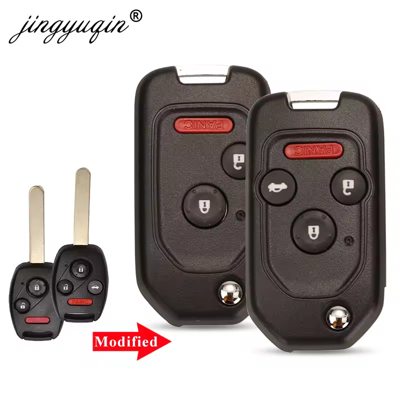 jingyuqin 2/3/4BTN מותאם אישית מפתח רחוק פילפ תיבת Fob עבור הונדה Fit CRV Civic Insight Ridgeline HRV Jazz ACCORD 2003-2013