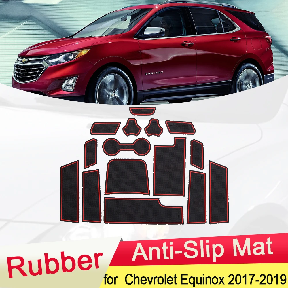 

for Chevrolet Equinox Holden 2017 2018 2019Rubber Anti-slip Mat Door Groove Cup pad Gate slot Coaster Interior Car Accessories