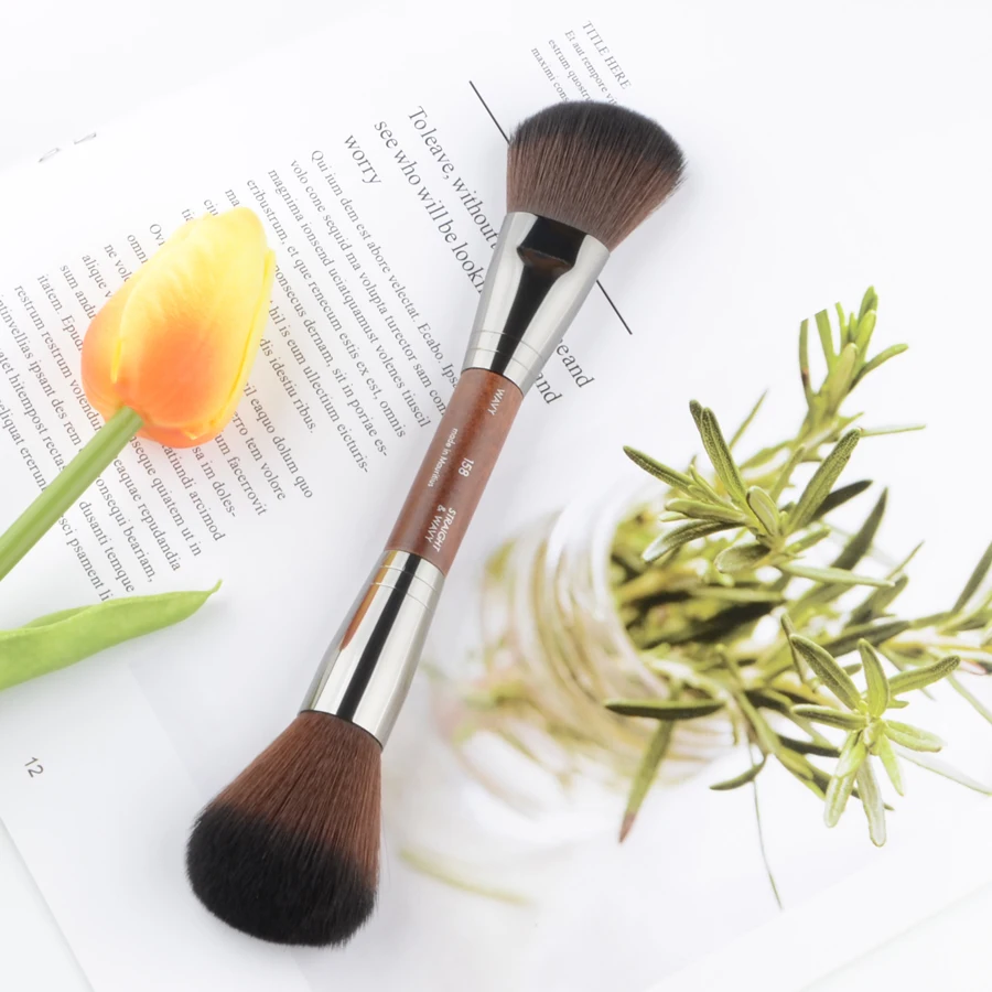 1 piece Dual-ended powder Makeup brush #158 Sculpting brush Blusher Natural wood synthetic hair Professional Make up