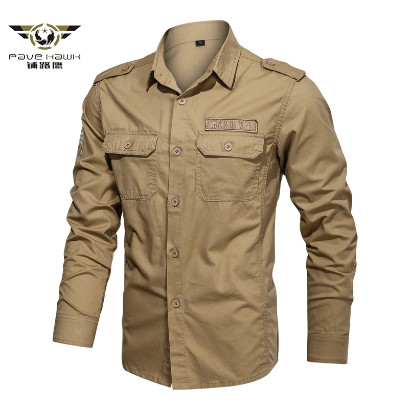 

Military Cargo Shirts Men Casual Long Sleeve Cotton Slim Fit Shirts Camisa Social Masculina Army Breathable Shirts Plus Size 6XL