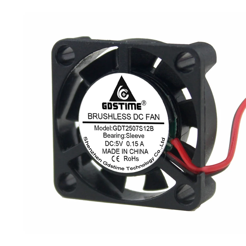 2 pcs Gdstime 5V 2507 25mm Mini PH2.0 Brushless DC Cooling Fan 25x25x7mm 2.5cm Computer CPU 3D printer Cooler