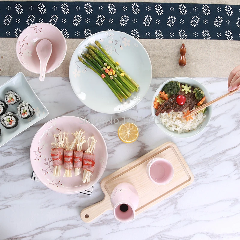 Sakura Story Creative Dishes Set Japanese Hand-painted Noodle Bowl Ceramic Tableware Bowl Rice Bowl