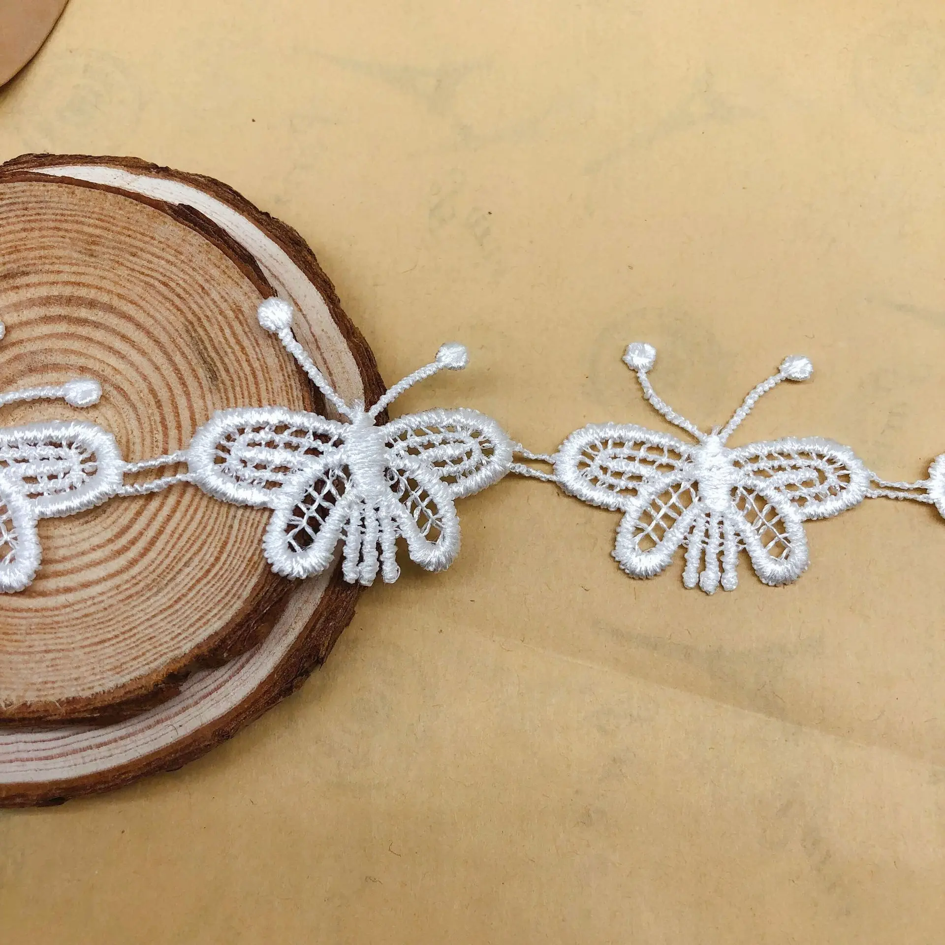 Embroidered Small Butterfly Lace Fabric Trim Ribbons DIY Sewing Handmade Jewelry Clavicle Chain Necklace Garment Craft Materials