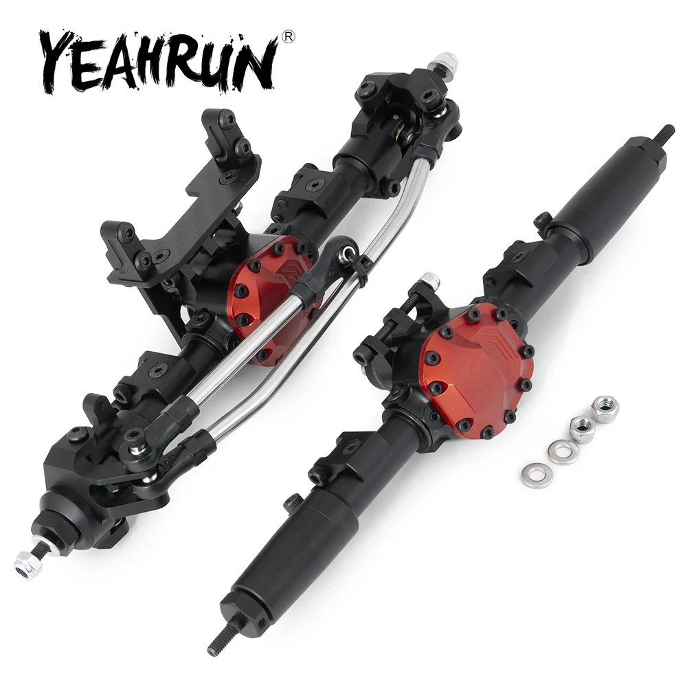 YEAHRUN Complete Metal Alloy Front/Rear Straight Axle for Axial SCX10 II 90046 1/10 RC Crawler Car Truck Model Upgrade Parts