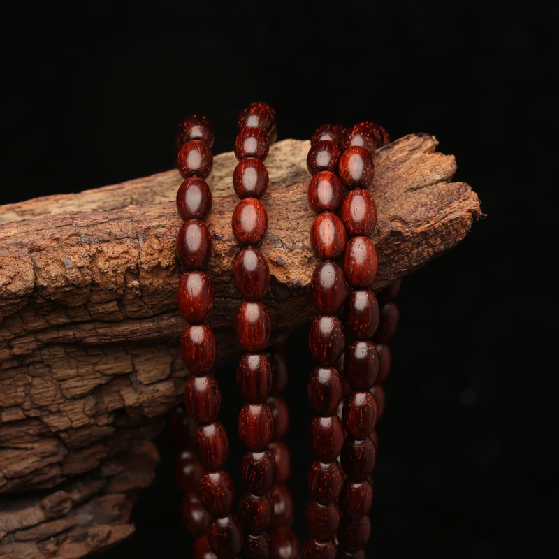 Indian Sandalwood Rosewood Rice 5mmx7mm Wooden Necklace Bracelet 108 Wooden Bead Bracelet Necklace Bracelet Yoga Zen