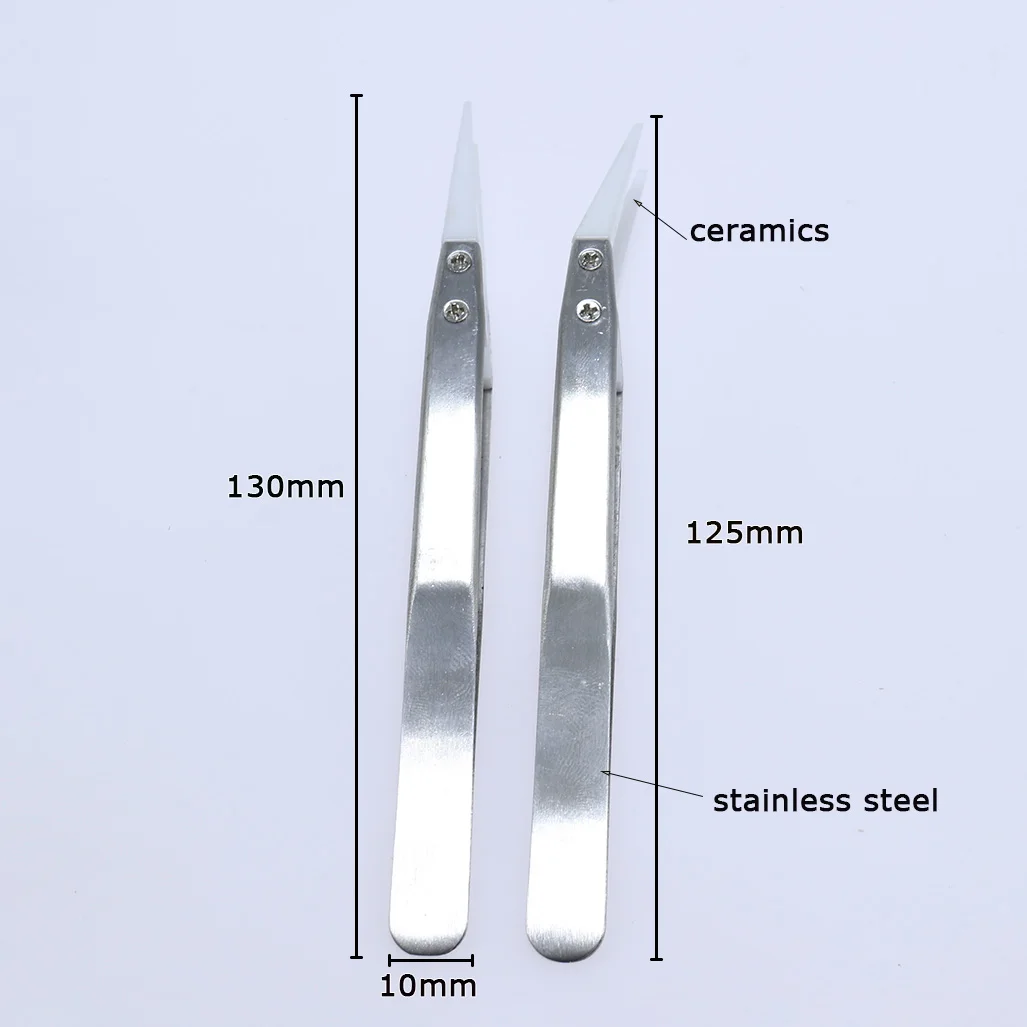 Anti-static Ceramic Stainless Steel Tweezers Industrial Precision Curved Repair Tools High Temperature Resistance Tweezer DIY