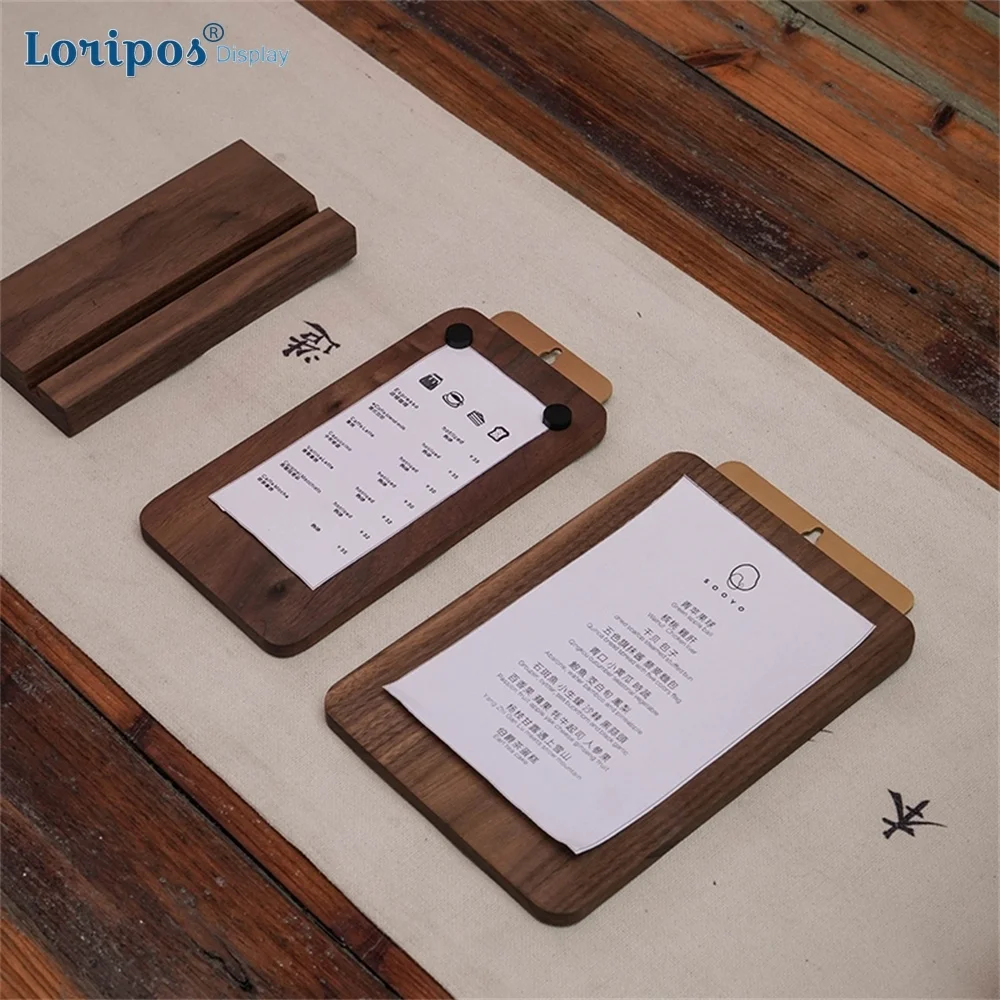 

Solid Wood Magnetic Button Wall Poster Folder Writing Pad Multi Function Menu Holder Vertical Bill Clip Board