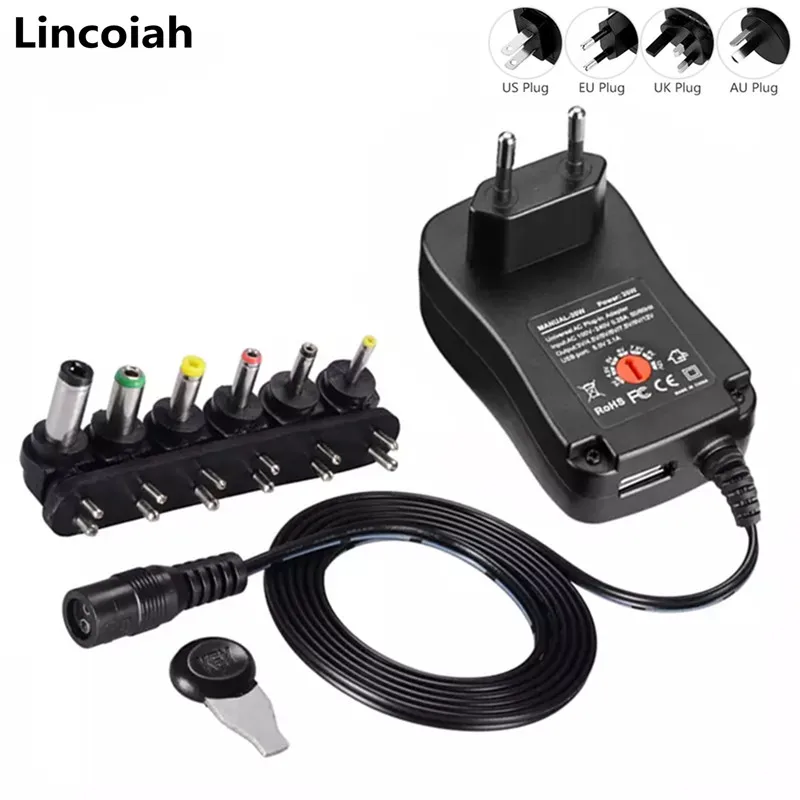 3V 4.5V 5V 6V 7.5V 9V 12V 2A 2.5A AC DC Adaptor Adjustable Power Supply Adapter Universal Charger for led light strip lamp CCTV