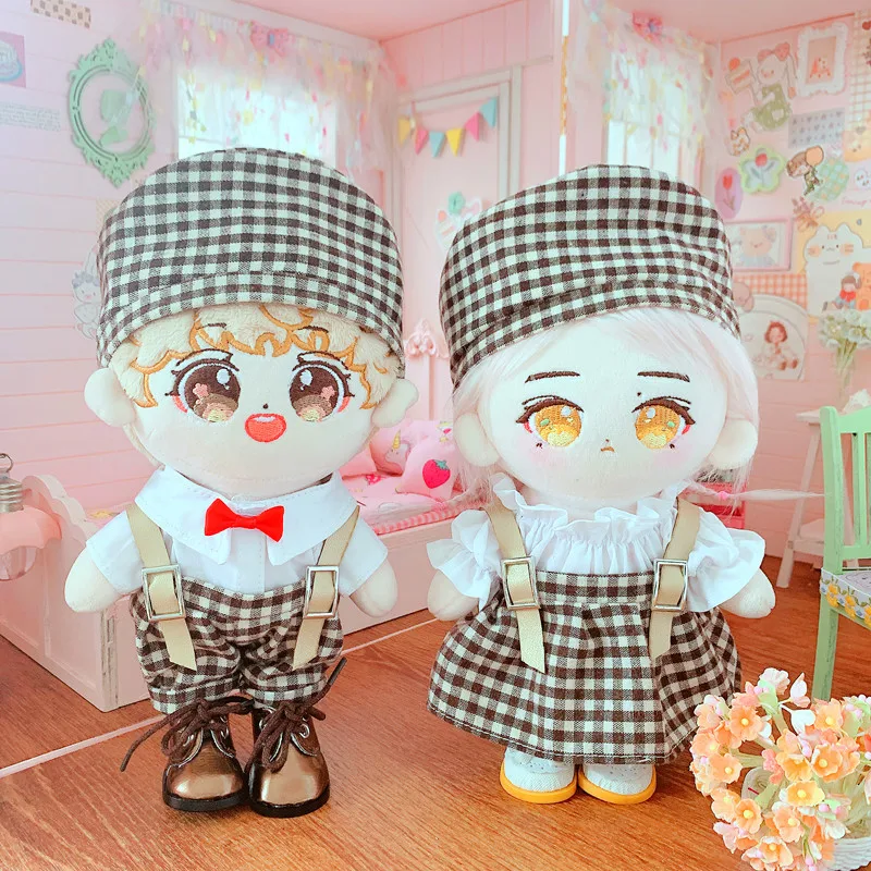 20cm Baby Doll Outfit Plush Doll's Clothes Handsome Dress Rompers Beret Stuffed Toy Dolls Accessories for Korea Kpop EXO Idol