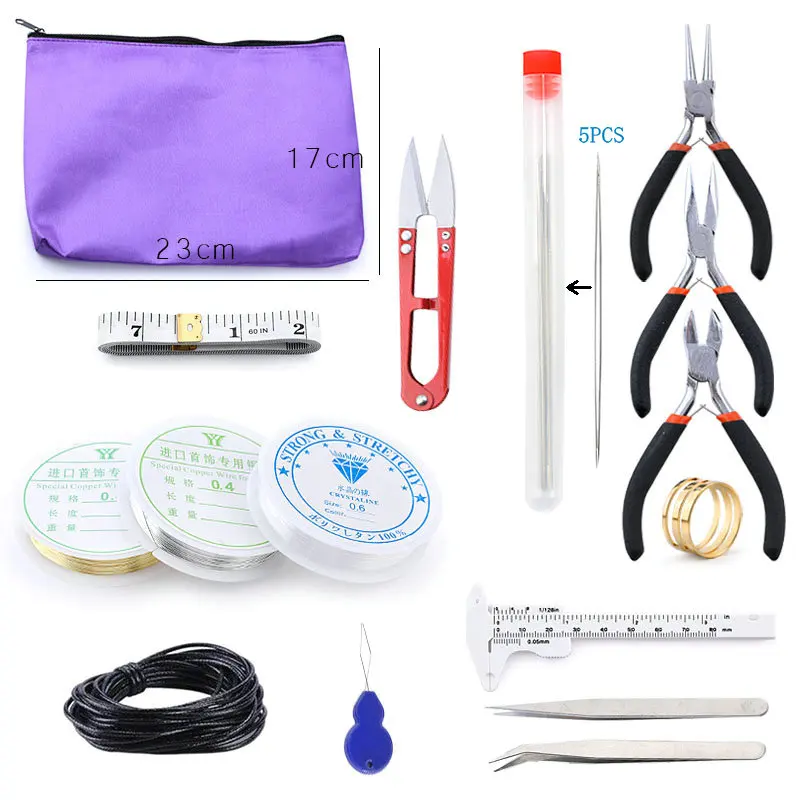 Schmuckzubehör-Set aus Legierung, Schmuckherstellungswerkzeuge, Kupferdraht, offene Biegeringe, Ohrringhaken, Schmuckherstellungszubehör-Kit