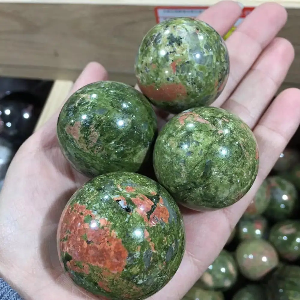 

Unakite sphere gemstones polished natural stones and minerals ball healing reiki garden home decoration