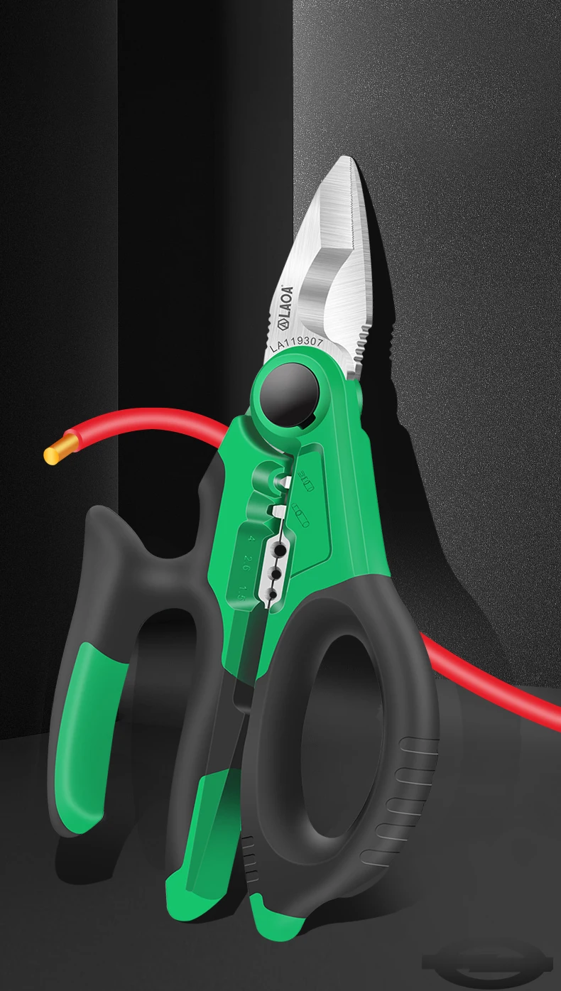 LAOA 6/7 Zoll Elektriker Schere 1,5-4 mm2 Drahtschneider Abisolieren Elektrodraht 1,5-4 mm2 Schneidklemme Crimpen Edelstahl – Detail 1