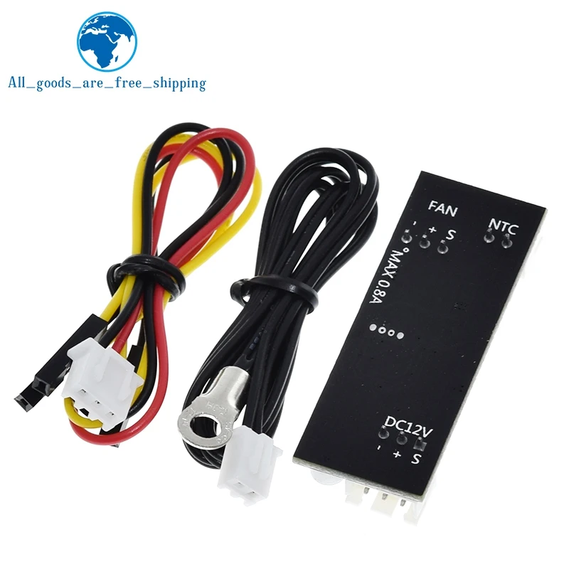 Đĩa Đơn 12V 0.8A DC PWM 2-3 Dây Quạt Điều Khiển Nhiệt Độ Điều Khiển Tốc Độ Khung Xe Máy Tính Giảm Tiếng Ồn Mô Đun NTC B 50K 3950