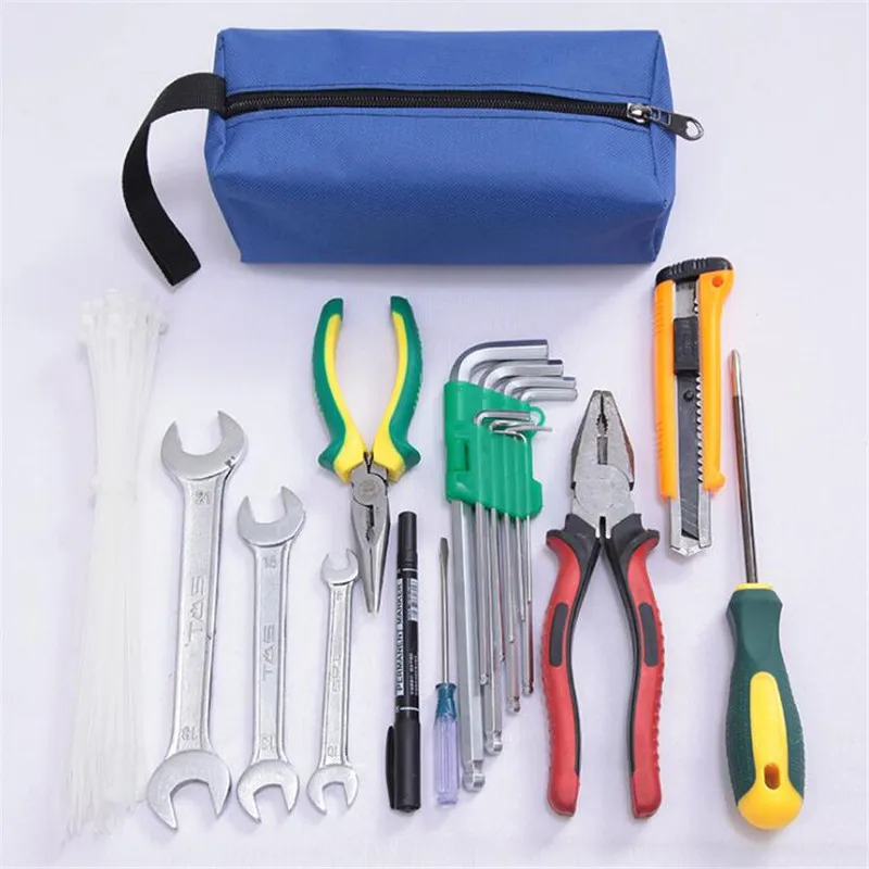 Oxford Toolkit Canvas Waterproof Storage Hand Tool Bag Screws Nails Drill Bit Metal Parts Fishing Travel Makeup Organizer Pouch