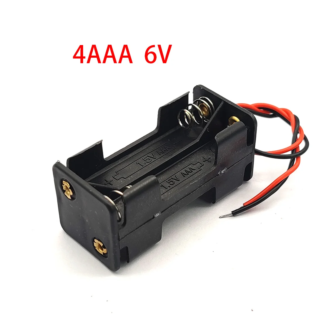 4AAA 6V Battery Box Holder Back To Back 4AAA Battery Case AAA Storage Box With Wire Leads