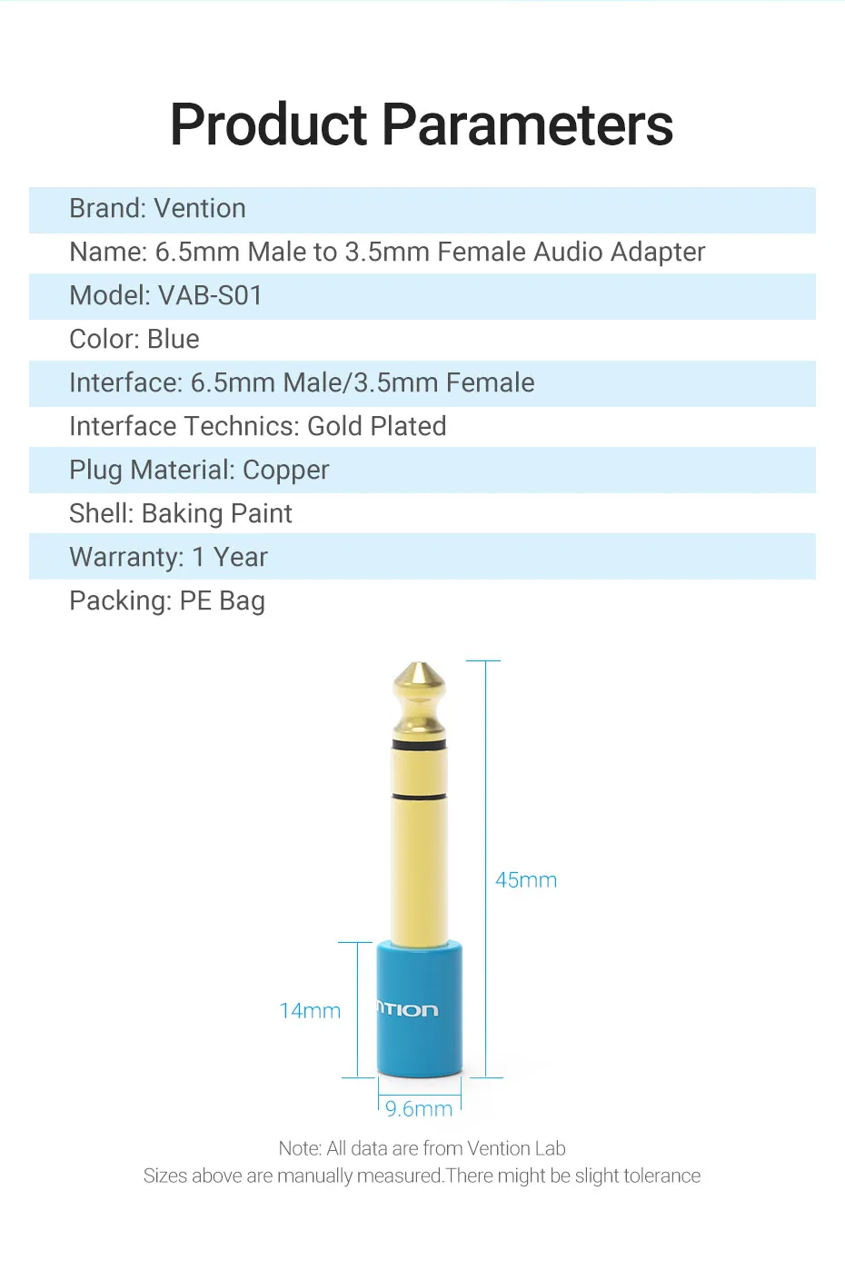 Vention 6,5 mm auf Klinke 3,5 mm Mikrofon-Audiostecker für Verstärker E-Gitarre Adapter Aux-Kabel 3,5 Klinke 6,35 Konverter 2 Stück – Detail 11