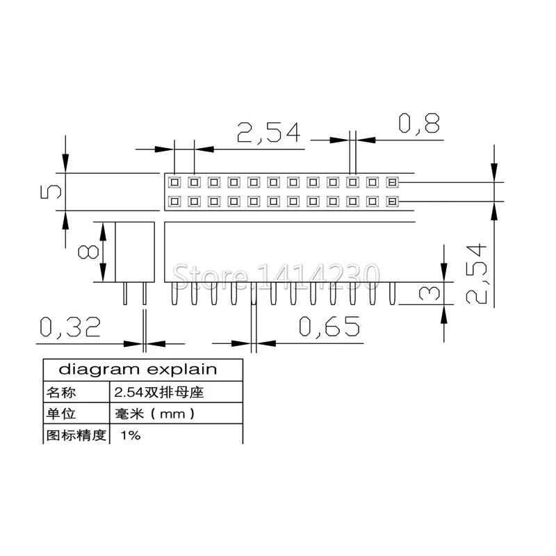 Connecteur d\'en-tête femelle double NucleoPin, pas de prise 2.54mm, 2*2p 3p 4p 5p 6p 8p 10p 12p 40p, 10 pièces