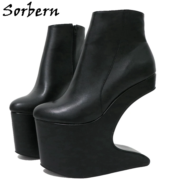 

Sorbern Special Heelless Boots Women Thick Platform High Heels Drag Queen Fetish Shoes Unisex Ankle High Booties No Heels