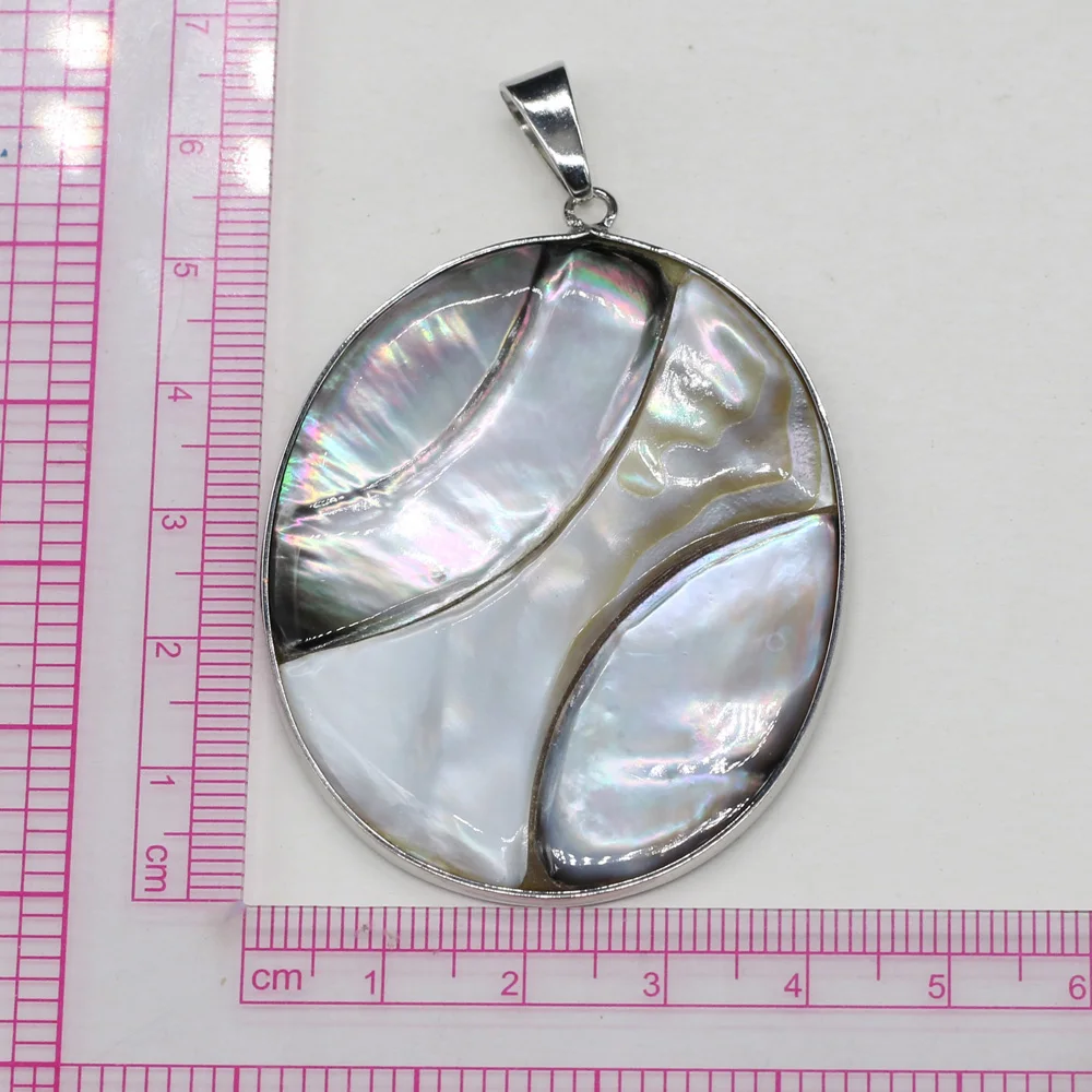 Natural Stone Shell Pendant Exquisite Oval Charms For Jewelry Making Charms DIY Necklace Accessory