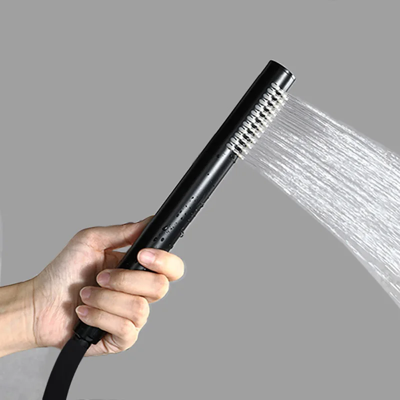Matte Black Brass Handheld Shower Head Rotatable Holder PVC Shower Hose Bathroom Accessories Round and Square Choice