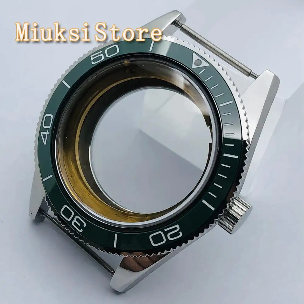 

41mm sterile case sapphire glass green ceramic bezel fit ETA 2836 Miyota 8205/8215/821A Mingzhu DG2813 3804 movement