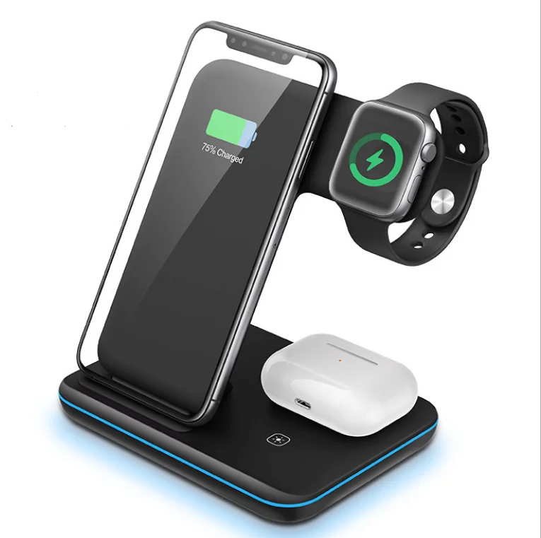 Wireless Charger Stand 15W  Fast Charging Dock Station for Apple Watch iWatch 5 AirPods Pro For iPhone 12 11 XS XR X 8 Samsung