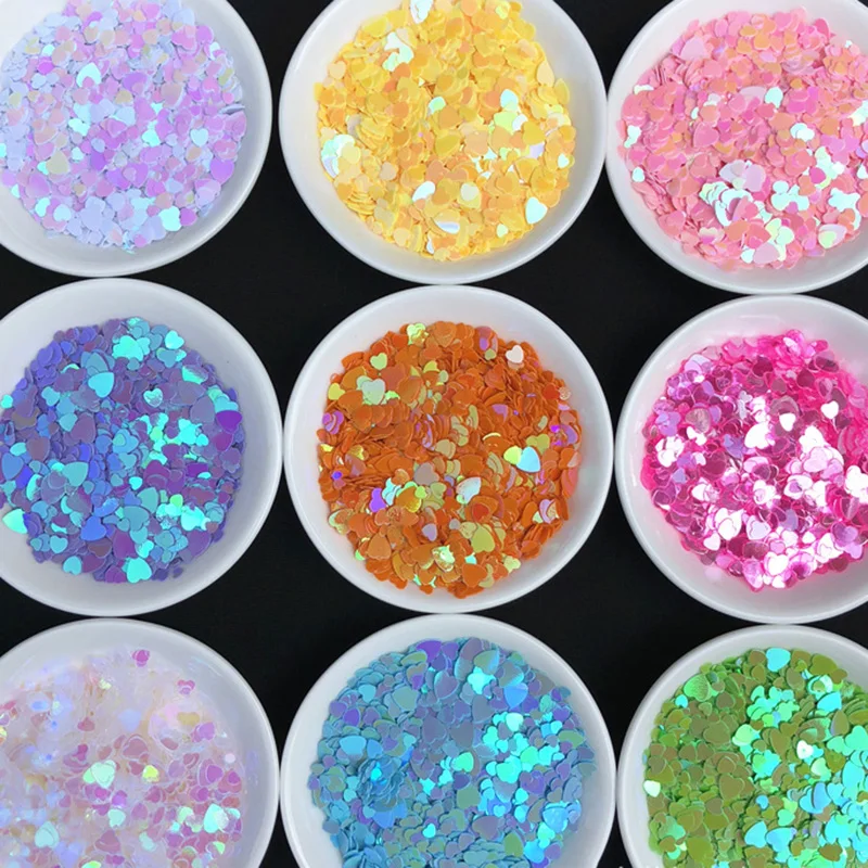 200g 3-6mm Hearts Loose Sequin Glitter Paillettes for Nail Art Manicure Sewing Wedding Decor Confetti Lentejuelas