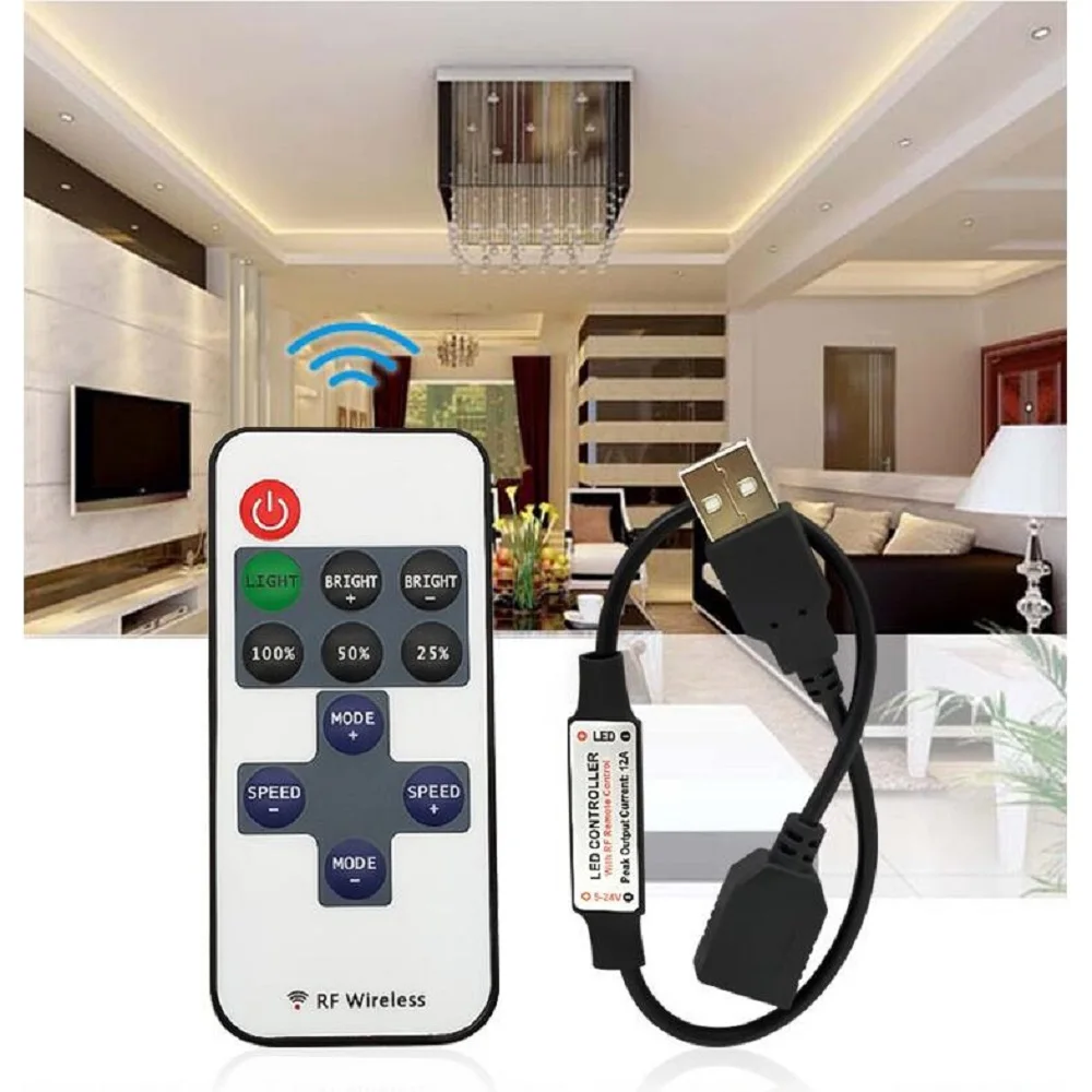 Usb dimmerable lâmpada de luz de parede dc 5v smd 2835 led luz de tira com controle remoto rf ip21 ip65 à prova dwaterproof água 3528 fita flexível noite lâmpada