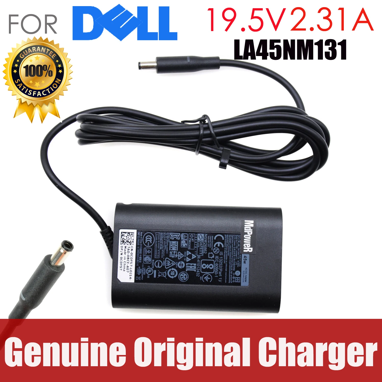 

Original 19.5V 2.31A Laptop AC Adapter for Dell 45W Inspiron 13-5378/5379/7370/7373 7000 7368 11-3168 14ER-3525B 4.5*3.0 charger