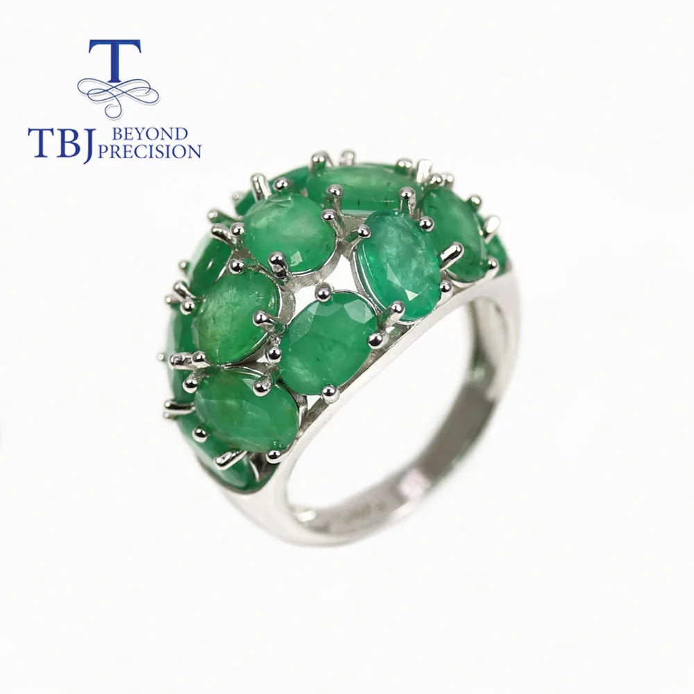 

TBJ,New 925 sterling silver ring Natural zambia green Emerald oval 5*7mm gemstone Luxury jewelry party anniversary wear