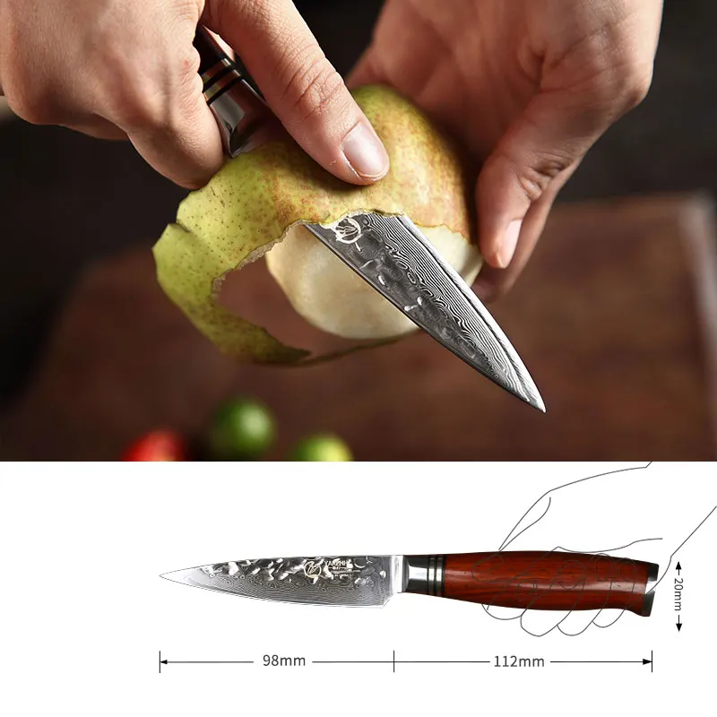 Yarenh 3.5 Inch Utility Paring Knife - High Carbon Stainless Steel Sharp Kitchen Tool Gift Box - Extremely Comfortable Wood Grip