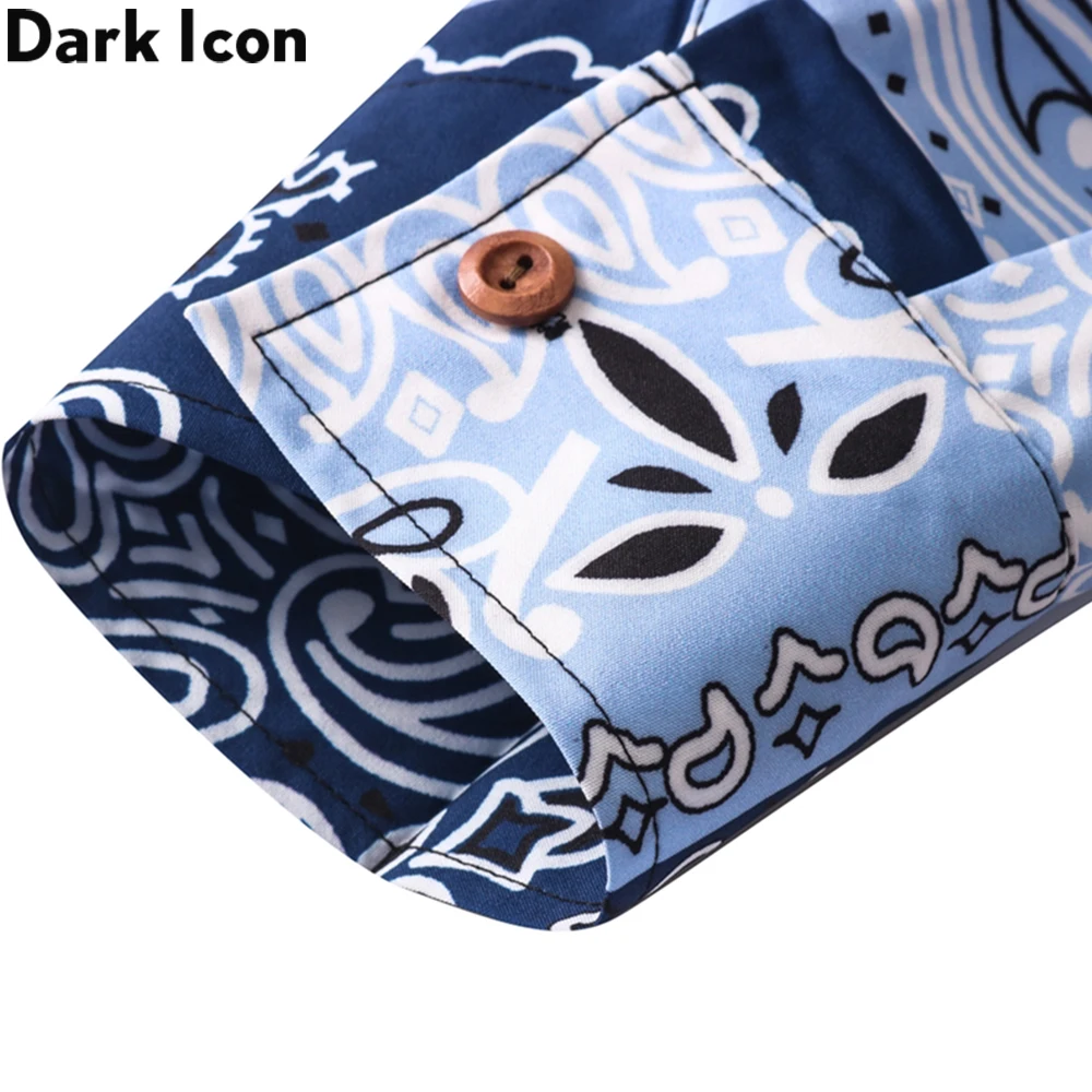 Dark Icon Bandana Shirt Men Women Long Sleeve Paisley Street Fashion Men\'s Shirt Man Blouse