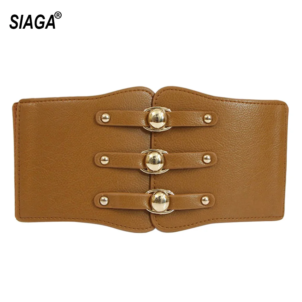 Women's Design Decorative Wide Genuine Leather Elastic Waistband Waistline Patent Leather Wide Belt for Women 12cm Width AK010